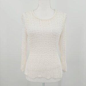 Emma James Ecru Crochet Lace Fishnet Sweater
